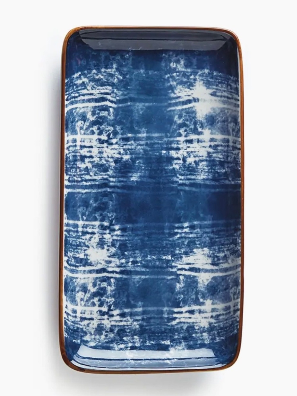 Indigo Shibori Style Blue Decor Porcelain Trinket Tray Catchall Dish